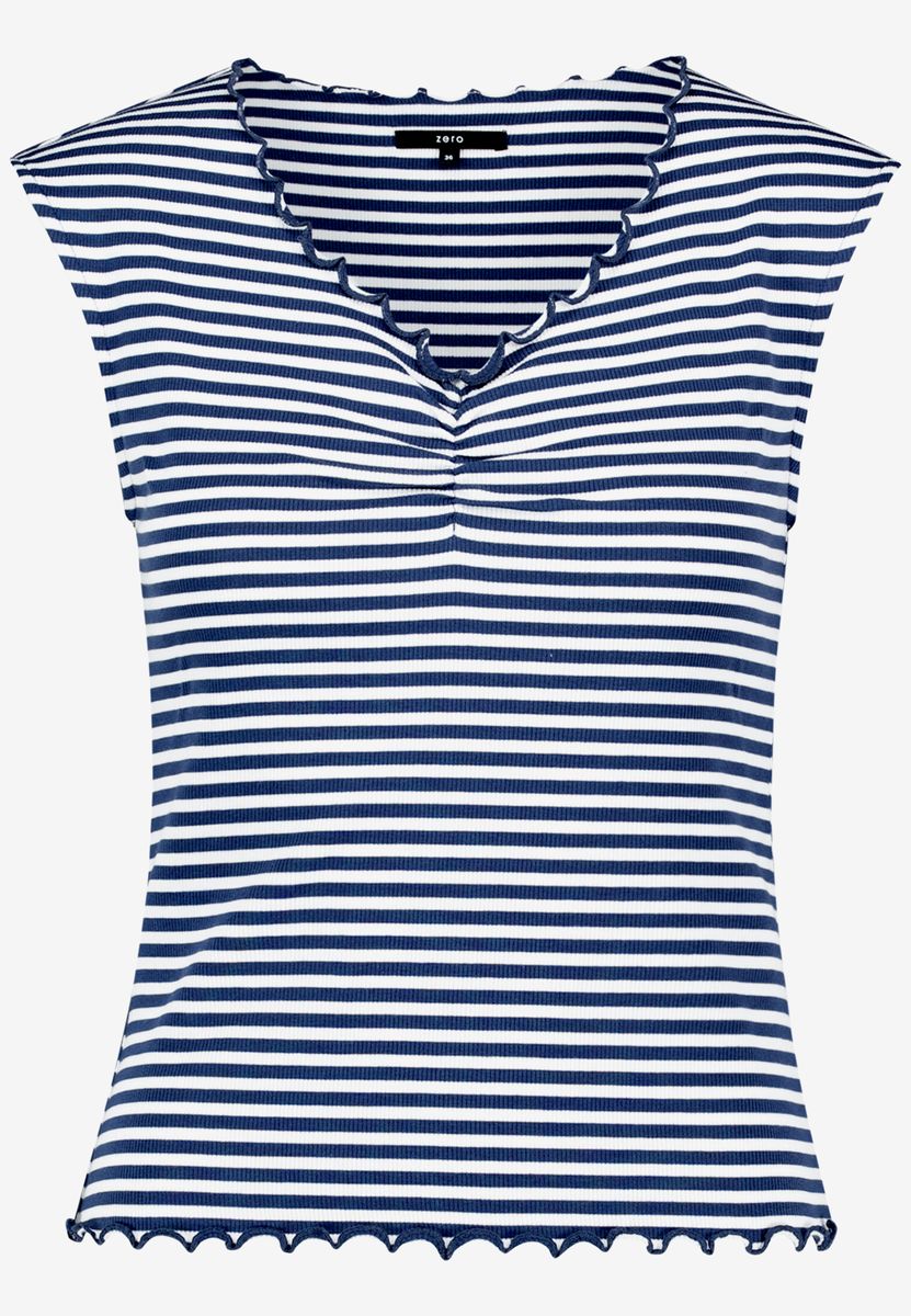 Gestreiftes Ripp-Top mit Raffung