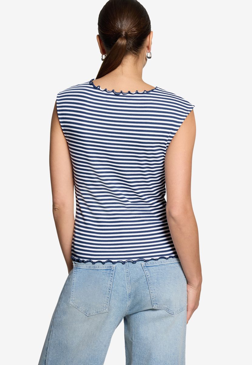 Gestreiftes Ripp-Top mit Raffung
