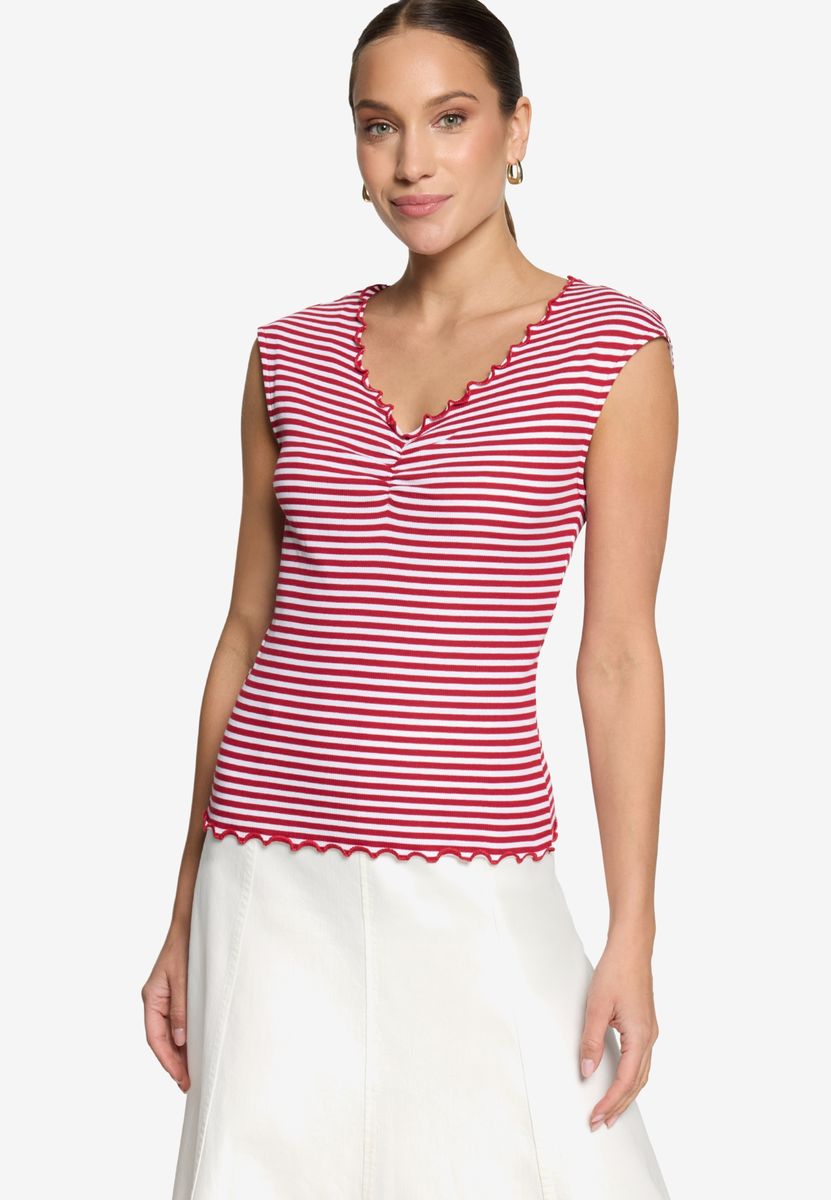 Gestreiftes Top mit Wellensaum