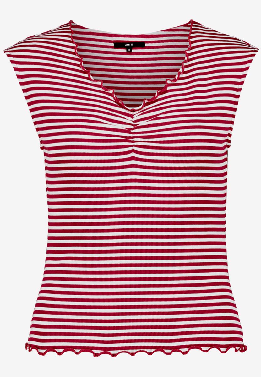 Gestreiftes Top mit Wellensaum