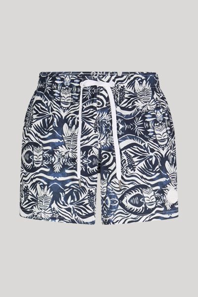 Badeshorts mit grafischem Tiki-Muster