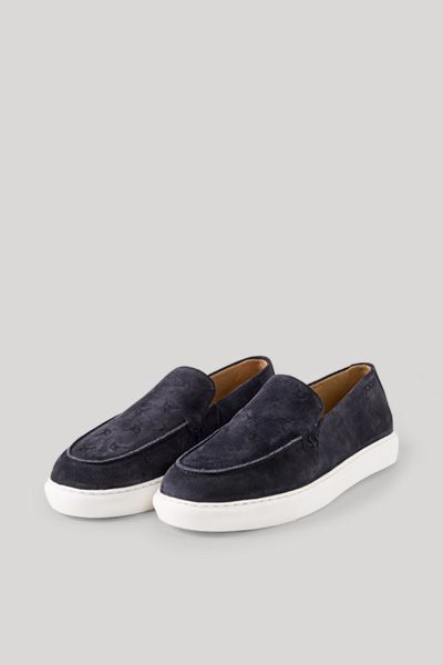 Slipper aus Veloursleder mit Kontrastsohle