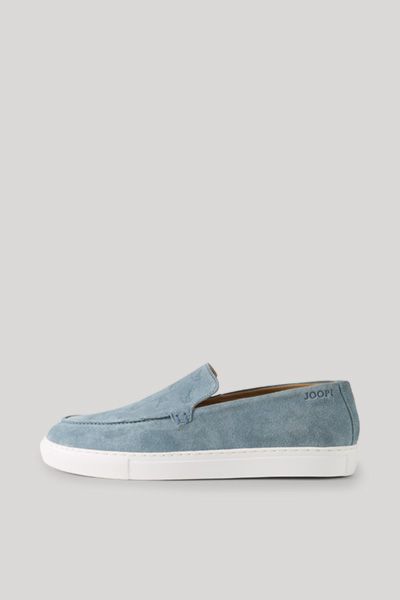 Veloursleder-Slipper mit Monogramm-Prägung