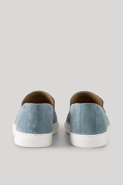 Veloursleder-Slipper mit Monogramm-Prägung