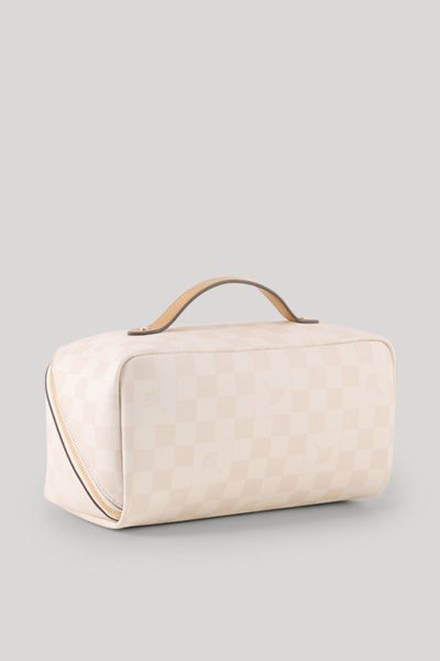 Kulturtasche mit Schachbrettmuster und Kornblumen