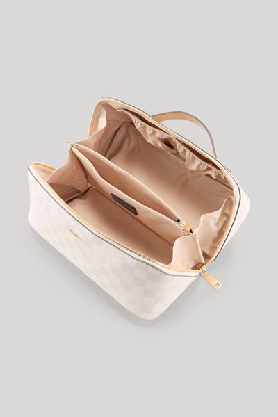Kulturtasche mit Schachbrettmuster und Kornblumen