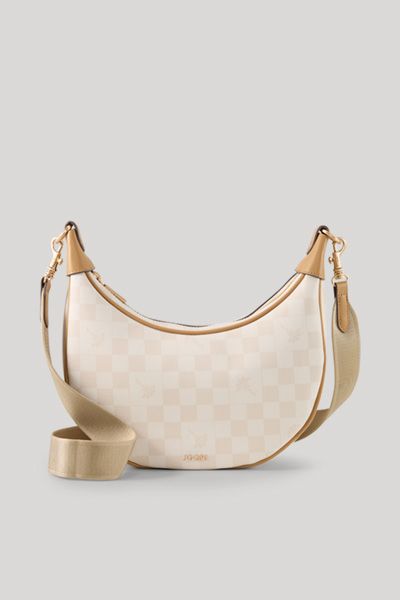 Schultertasche in Halbmondform mit Schachbrettmuster