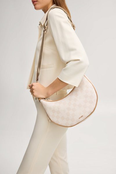 Schultertasche in Halbmondform mit Schachbrettmuster