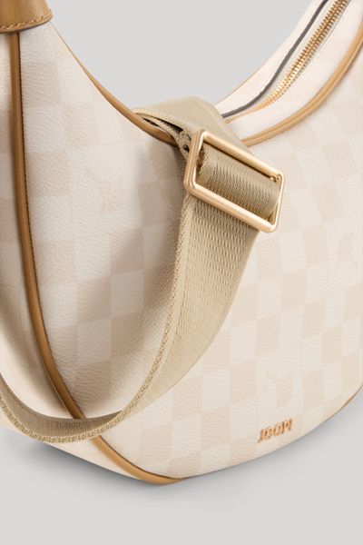 Schultertasche in Halbmondform mit Schachbrettmuster