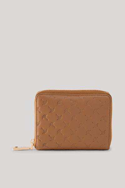 Leder-Geldbörse mit Blumenprägung