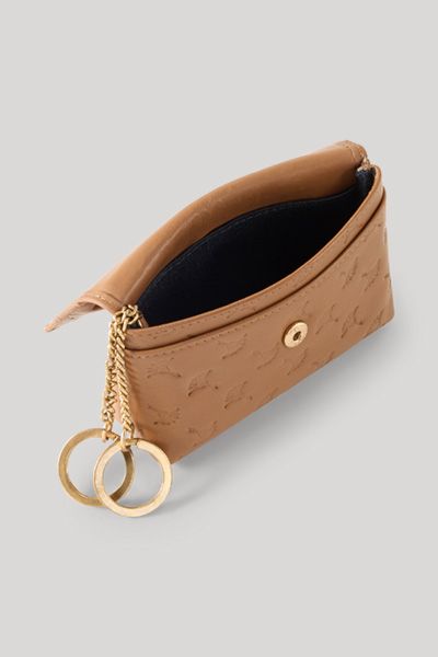 Leder-Schlüsseletui mit Cornflower-Prägung