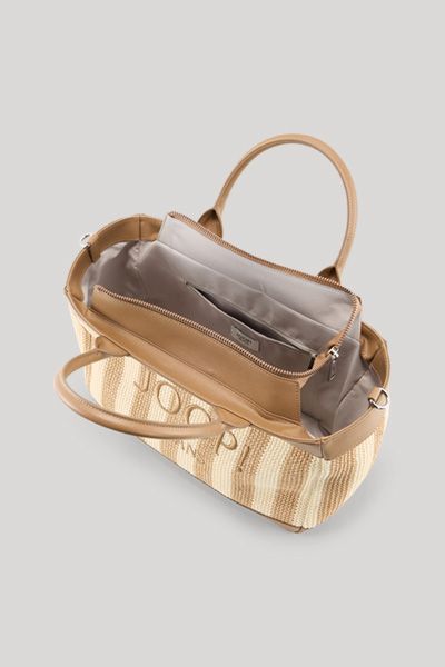 Gestreifter Bast-Shopper mit Details