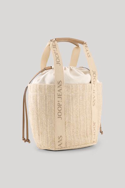 Geflochtener Bast-Shopper mit Logo-Henkeln