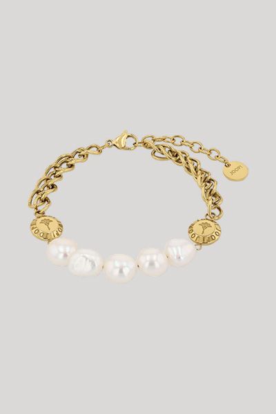 Perlen- und Goldankerketten-Armband