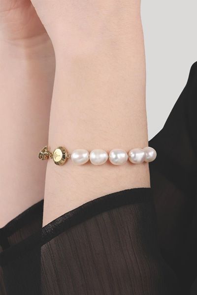 Perlen- und Goldankerketten-Armband