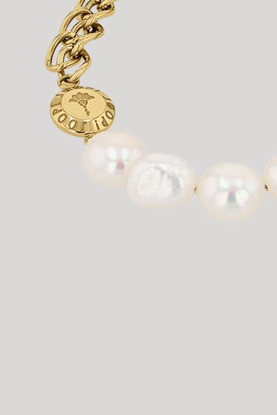 Perlen- und Goldankerketten-Armband