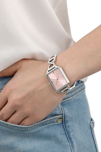 Elegante rechteckige Armbanduhr mit Gliederarmband