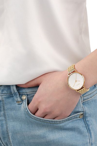 Elegante Mesh-Armbanduhr mit Rundgehäuse