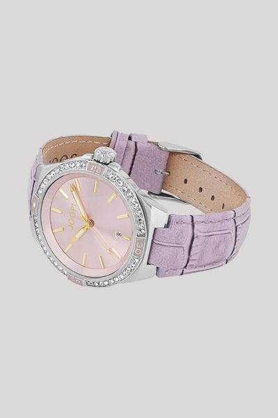 Armbanduhr mit Kristallbesatz und Sunray-Zifferblatt