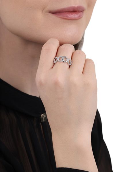Zirkonia-Ring im Kettenglied-Design