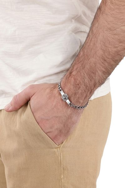 Panzerarmband mit Kompassstern-Anhänger