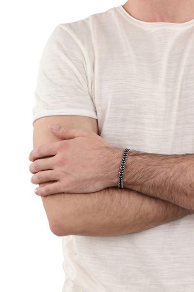Geflochtenes Edelstahl- und Nylonarmband