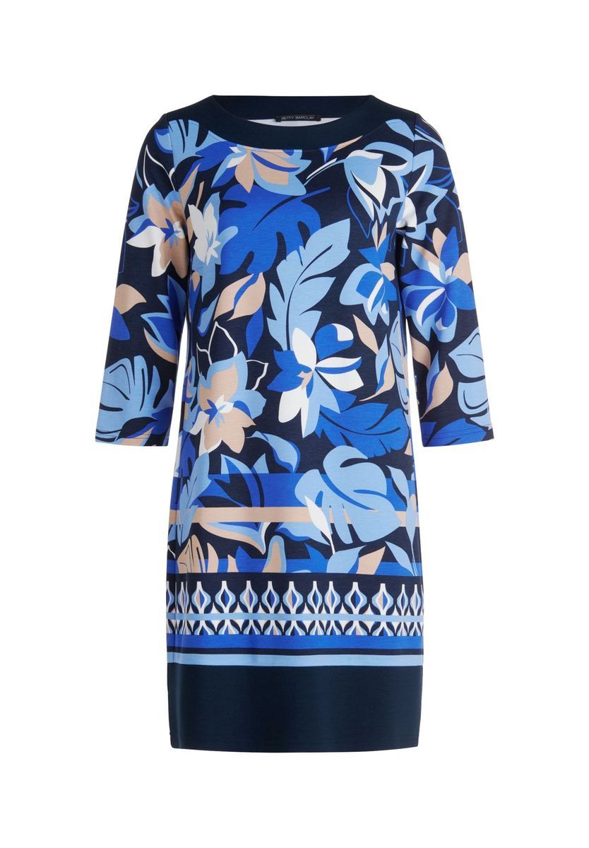 Shiftkleid mit Blumenmuster und 3/4 Ärmeln