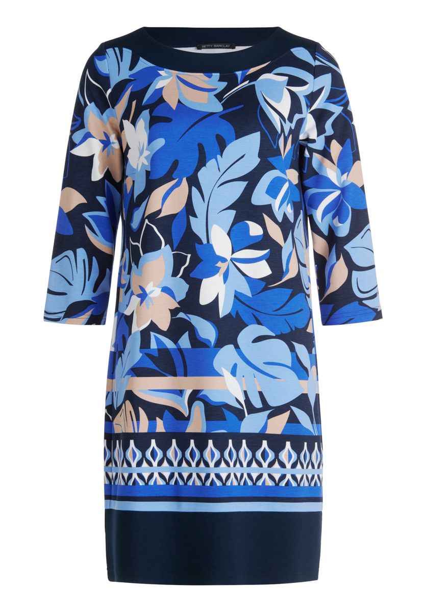 Shiftkleid mit Blumenmuster und 3/4 Ärmeln