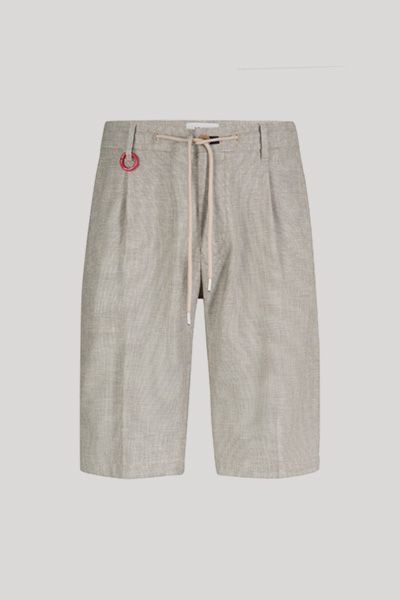 Plissierte Baumwoll-Leinen Bermuda-Shorts