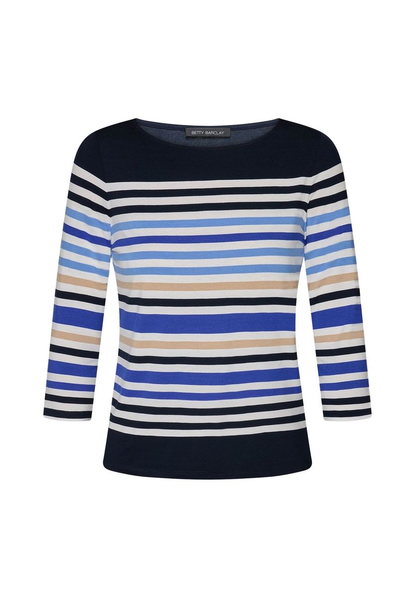 Gestreiftes Stricktop mit U-Boot-Ausschnitt