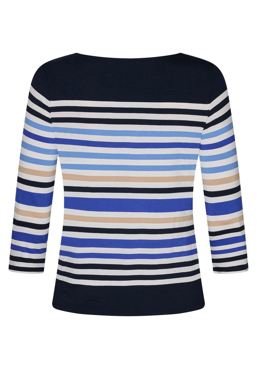 Gestreiftes Stricktop mit U-Boot-Ausschnitt