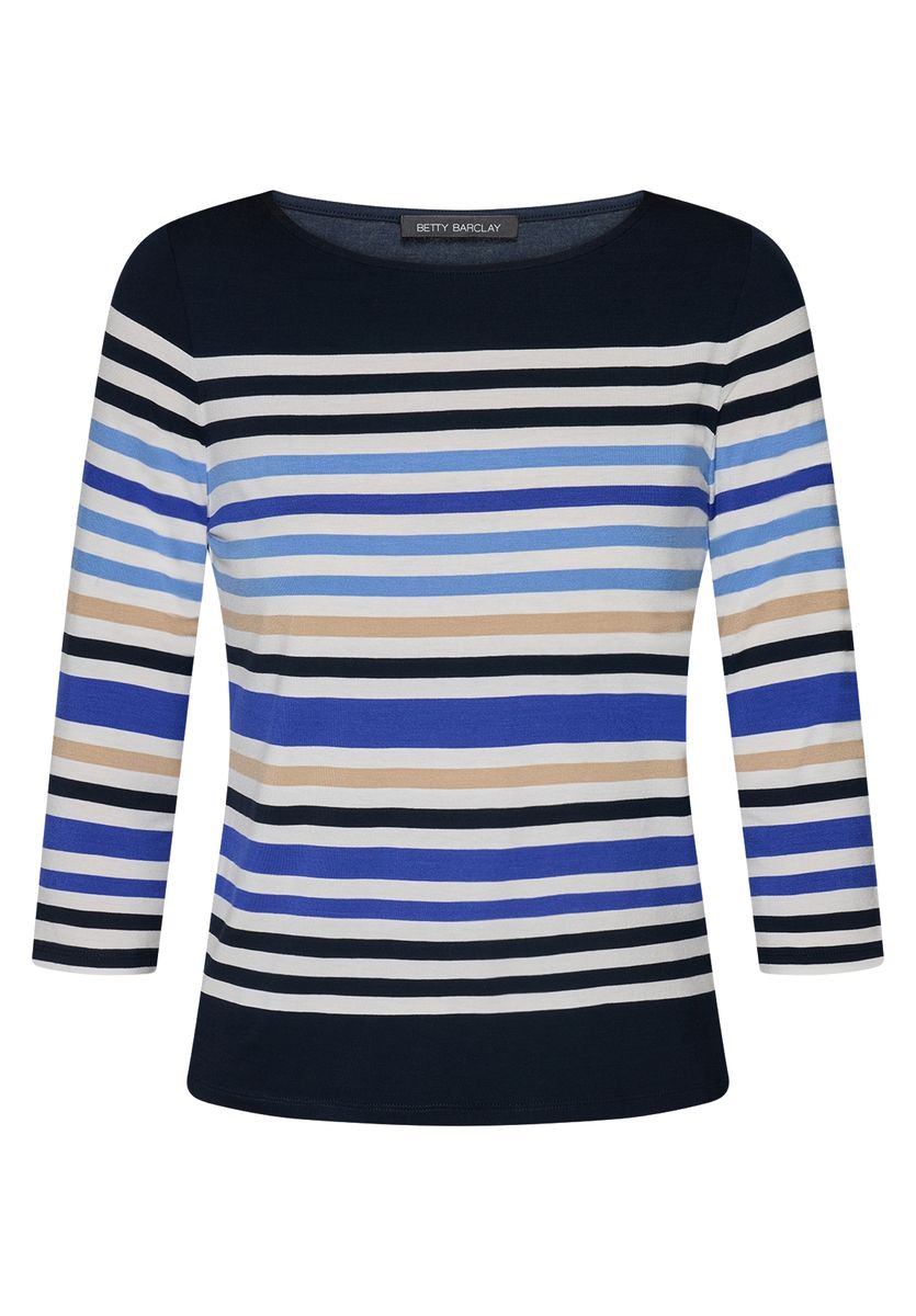 Gestreiftes Stricktop mit U-Boot-Ausschnitt