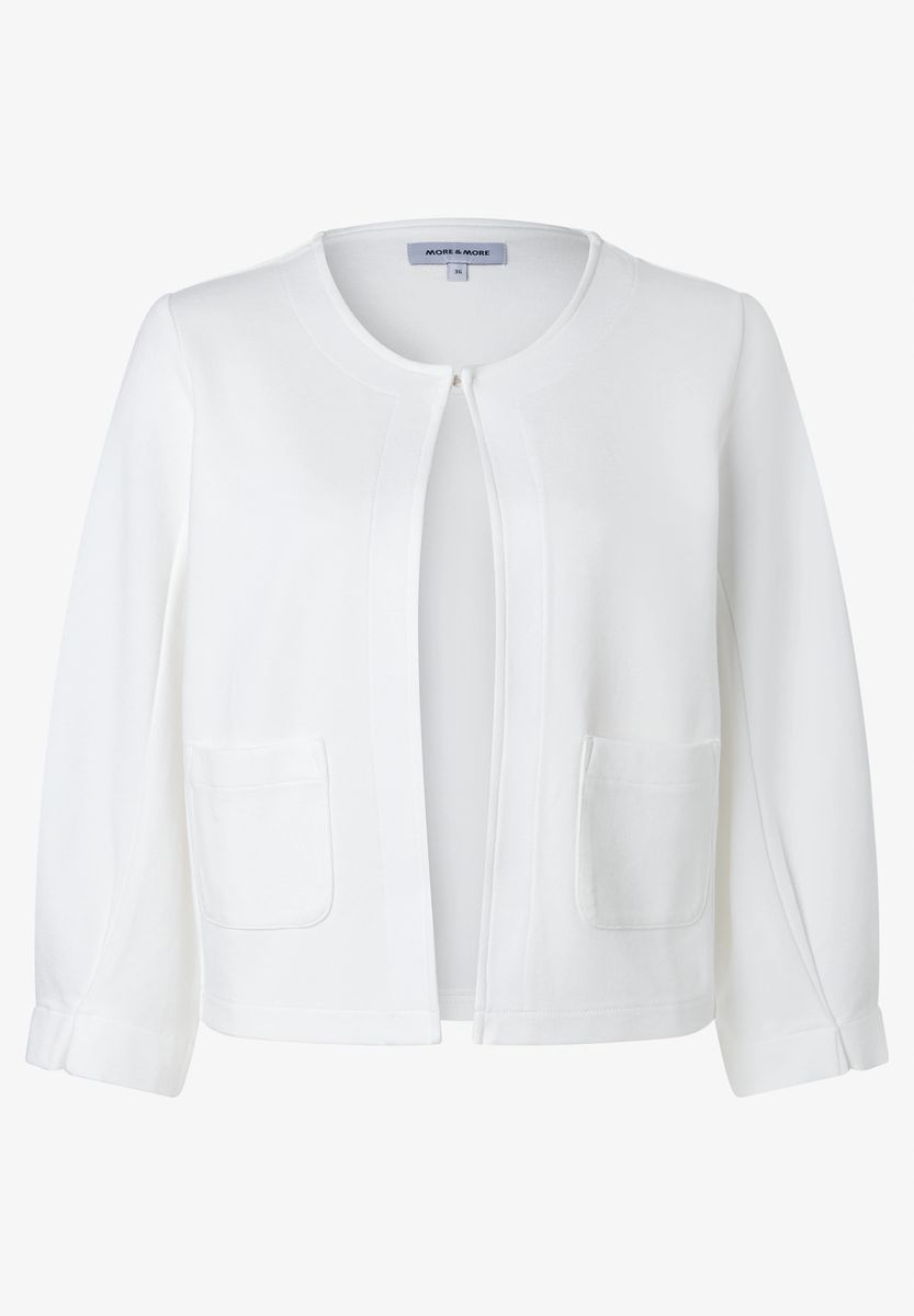 Minimalistisches kragenloses offenes Jersey-Oberteil