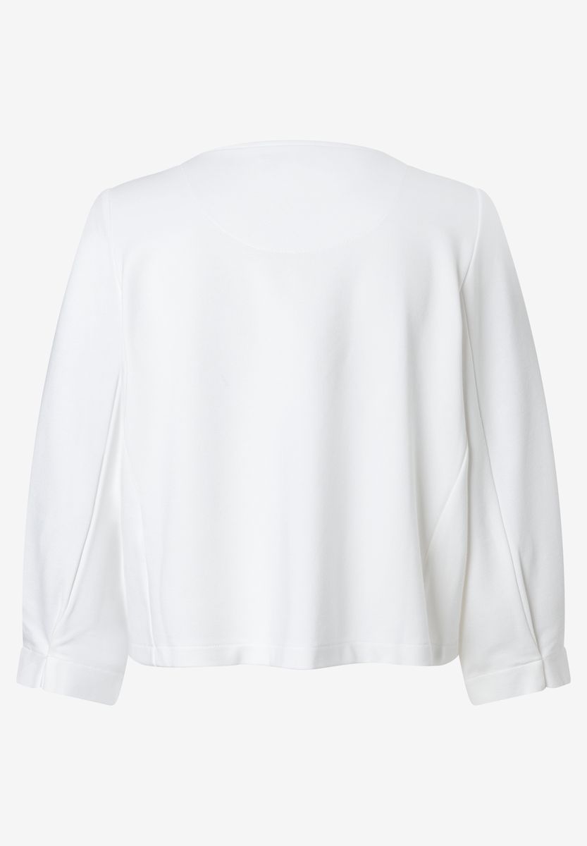 Minimalistisches kragenloses offenes Jersey-Oberteil