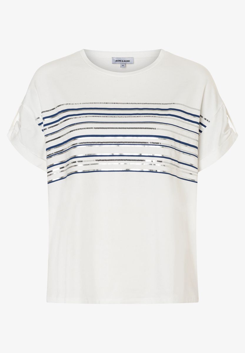 Gestreiftes T-Shirt mit Pailletten-Akzenten