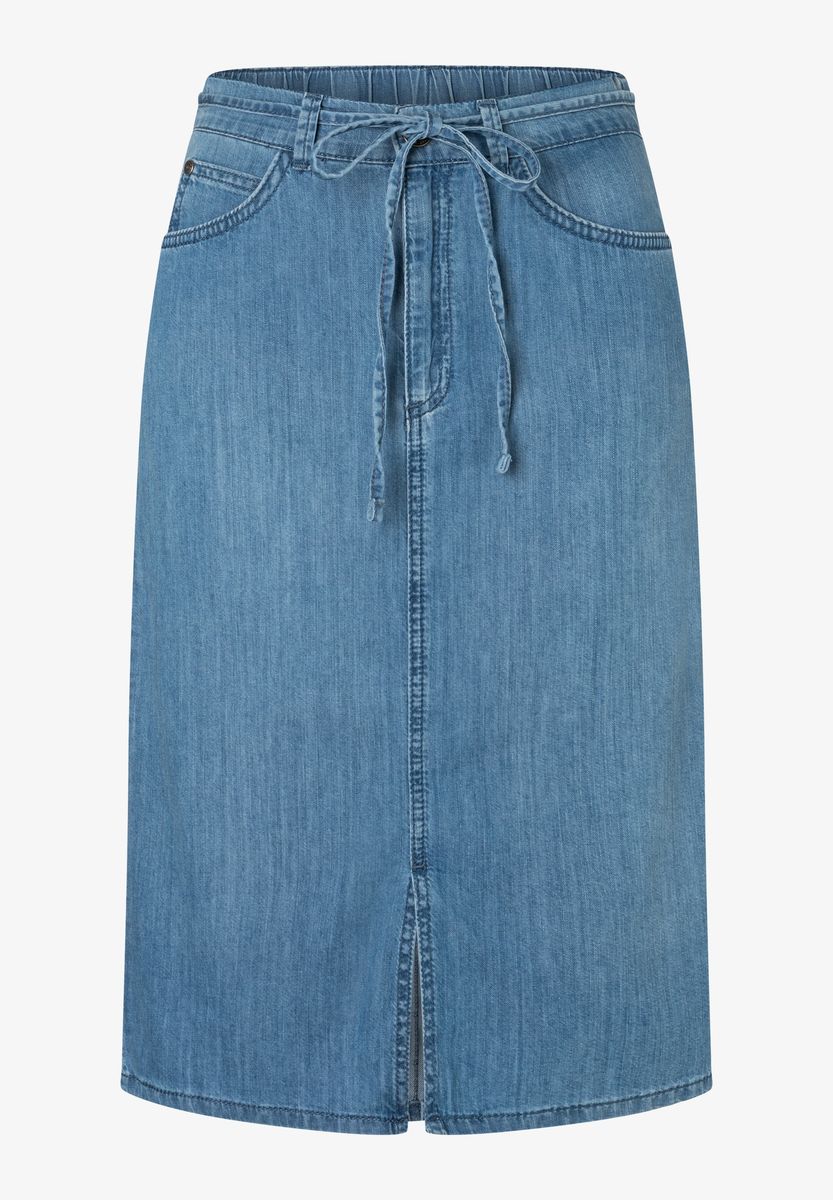 Lässiger Jeans-Midirock mit Kordelzug