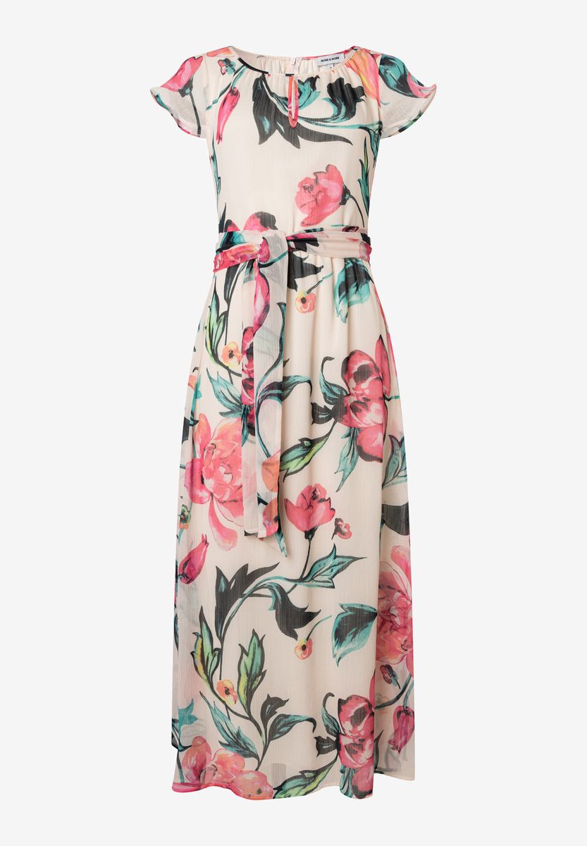 Luftiges Chiffon-Maxikleid mit Blumendruck