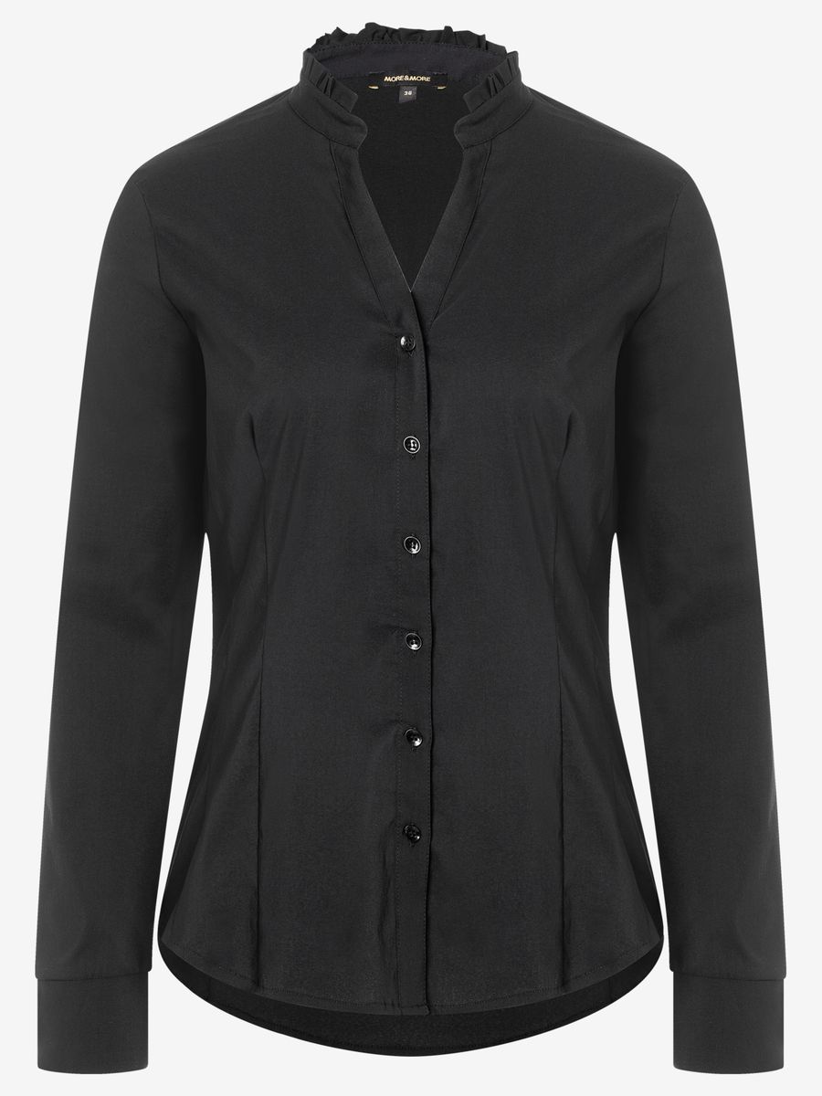 Elegante Stretch-Bluse mit Rüschenkragen