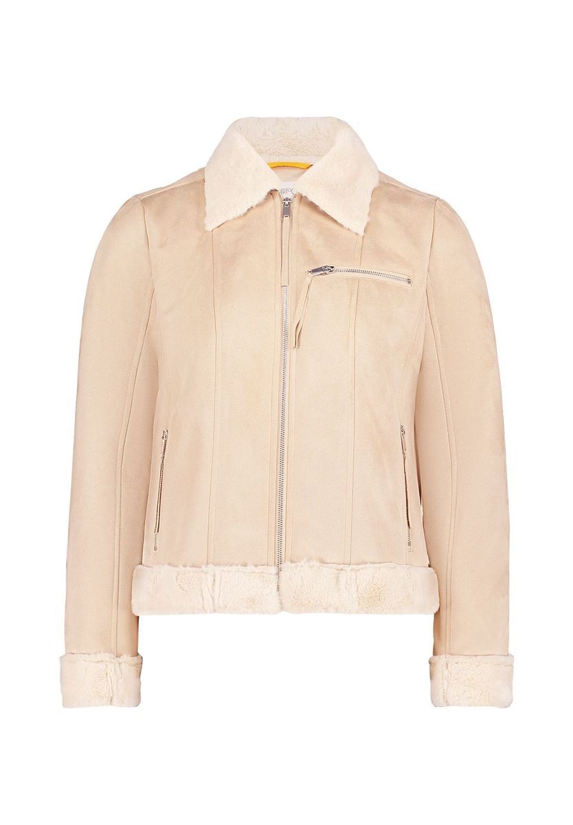 Bikerjacke aus Wildlederimitat mit Fell