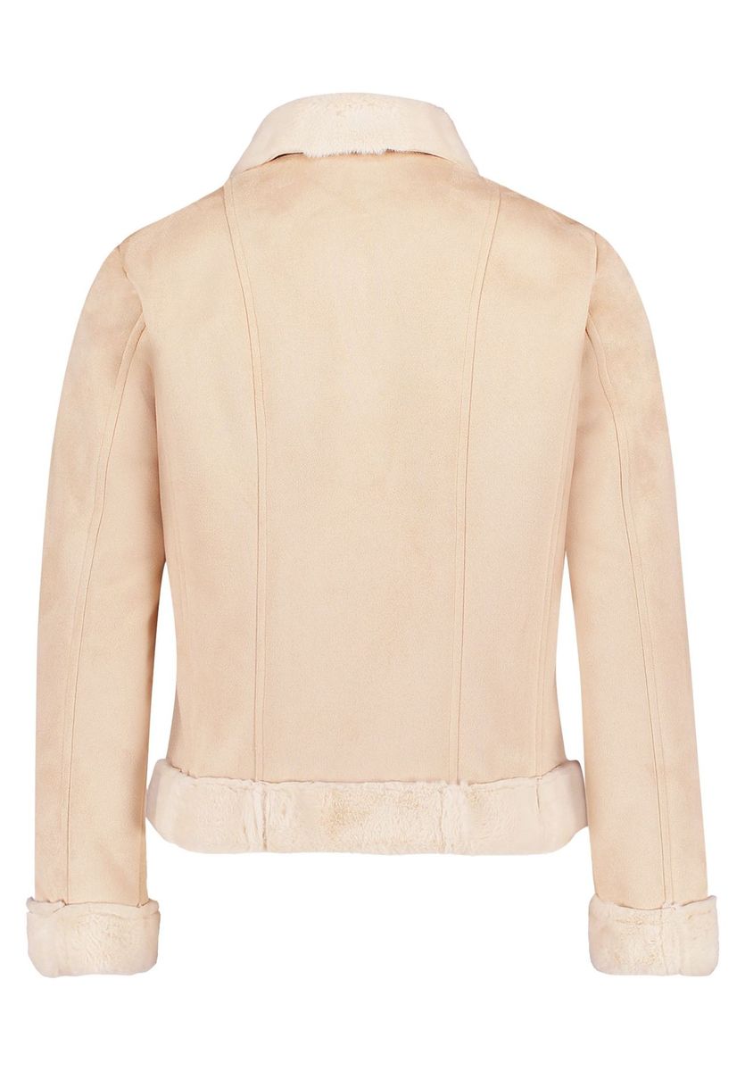 Bikerjacke aus Wildlederimitat mit Fell