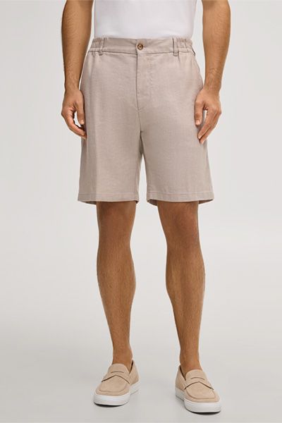 Stretchige Leinenshorts mit Bügelfalte