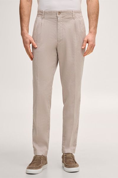 Leichte Bundfaltenhose aus Leinenmix