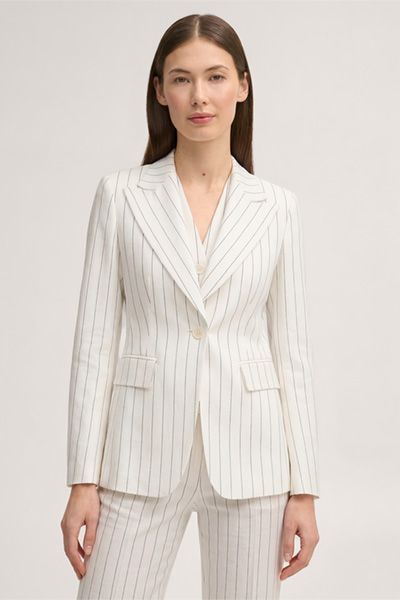 Taillierter Nadelstreifen-Blazer aus Leinenmix