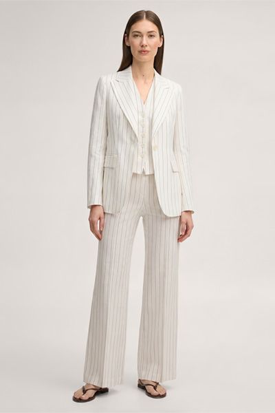 Taillierter Nadelstreifen-Blazer aus Leinenmix
