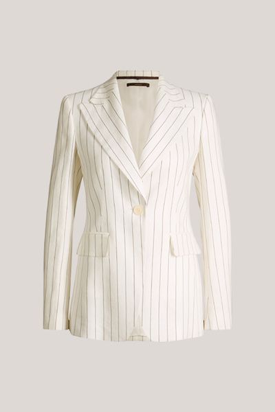 Taillierter Nadelstreifen-Blazer aus Leinenmix