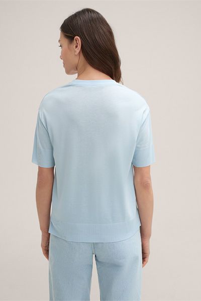 Minimalistisches Kurzarm-Top mit Seitenschlitzen