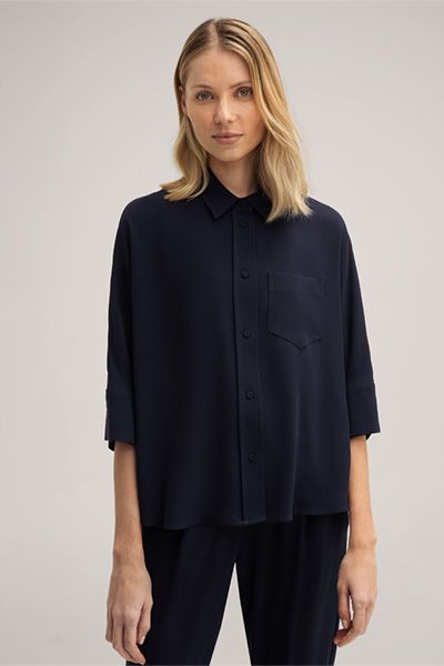 Lässige Crepe-Bluse mit Fledermausärmeln