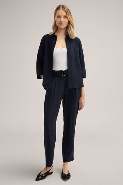 Lässige Crepe-Bluse mit Fledermausärmeln