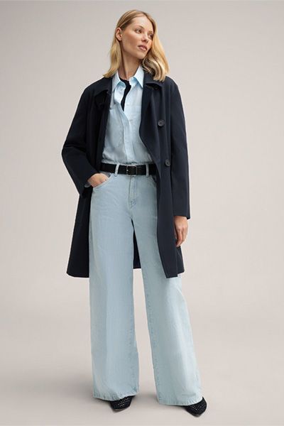 Doppelreihiger Twill-Kurzmantel