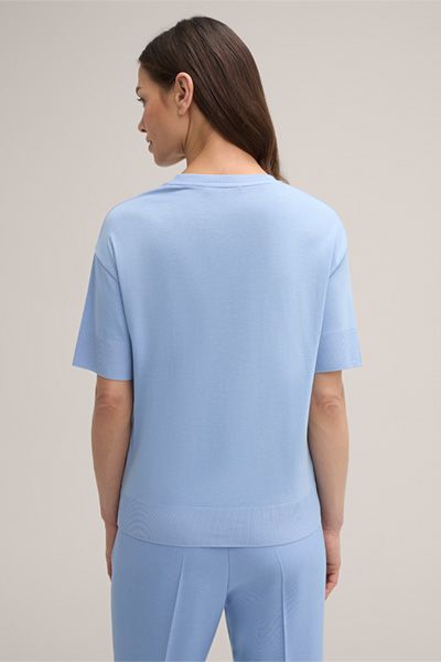 Fließendes Kurzarmshirt mit Rundhalsausschnitt